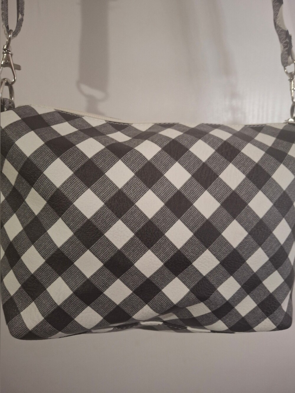 Black & White Check Crossbody Bag - Carlos Santana Brand